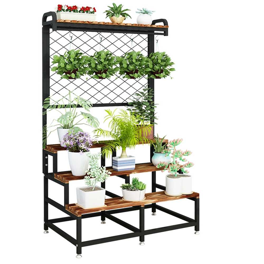 화초 화분정리대 계단식 상품 거실 스탠드 빈티지 발코니 A화이트프레임-길이80CM6단 - 상세 이미지 5