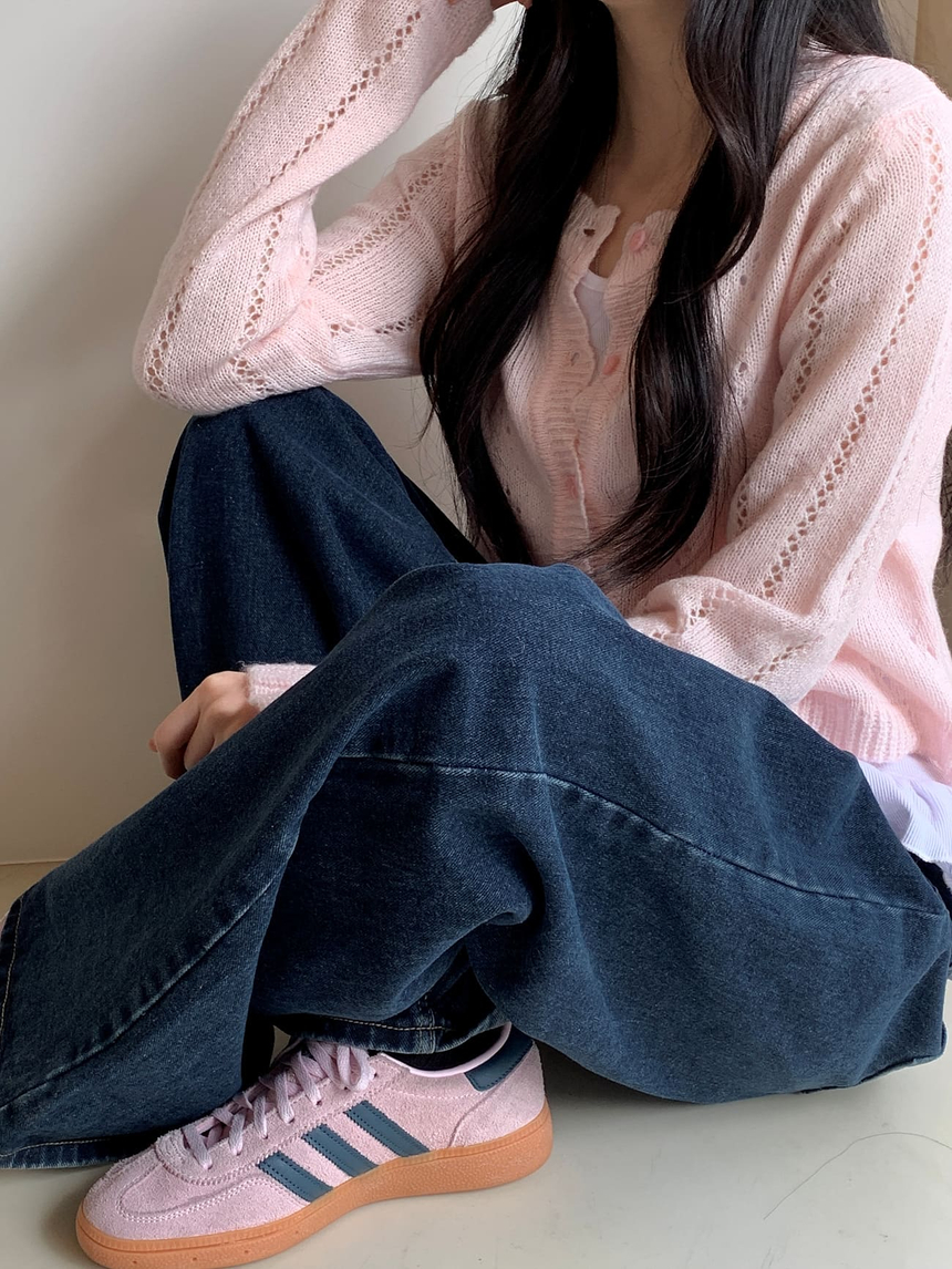 러버 펀칭 프릴 크롭 니트 가디건 상세 이미지 19