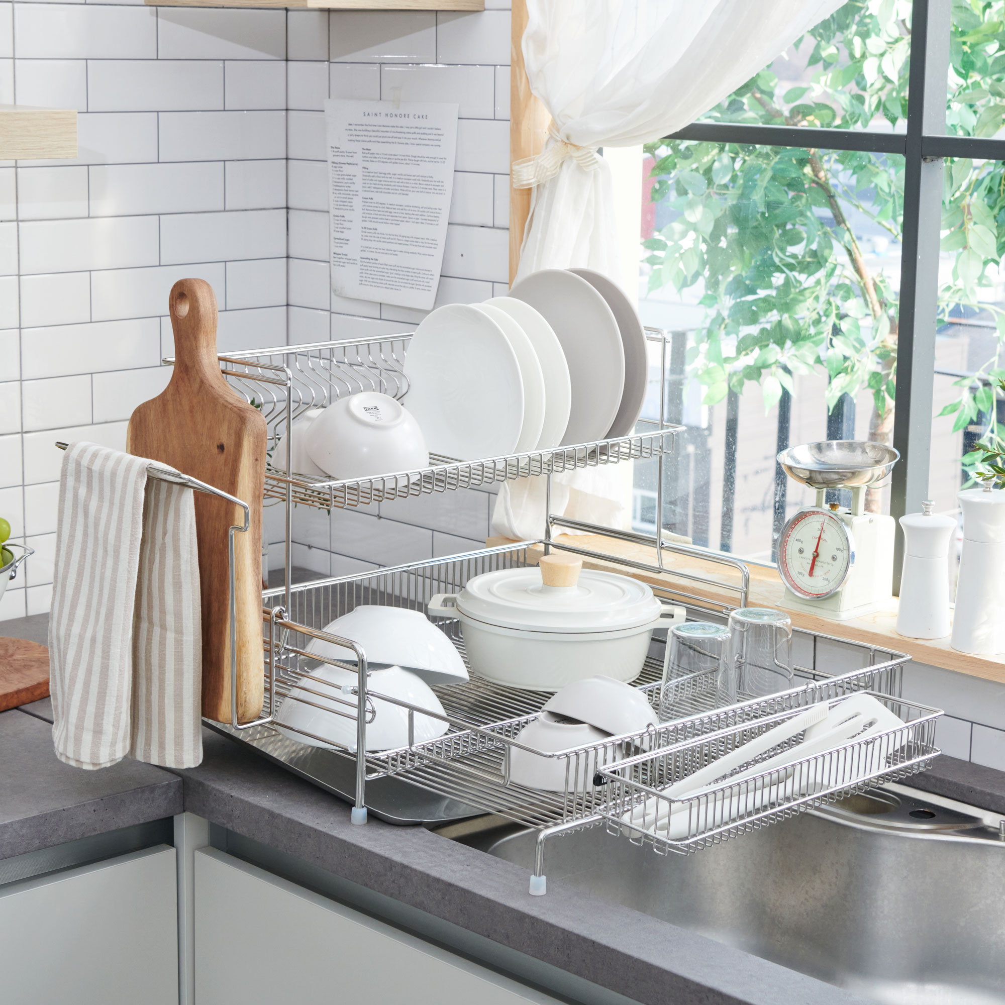 아이넥스 클린엣지 점보 올스텐 304 2단 식기건조대 주방 설거지 건조대