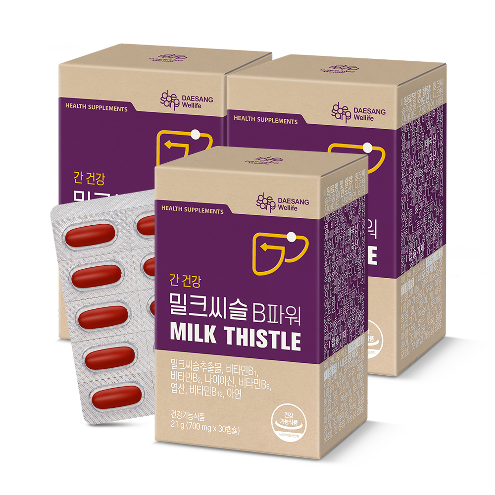웰라이프 밀크씨슬 B파워 (700mg) 실리마린 간건강 영양보충용제품 30캡슐, 3개 - 상품 이미지