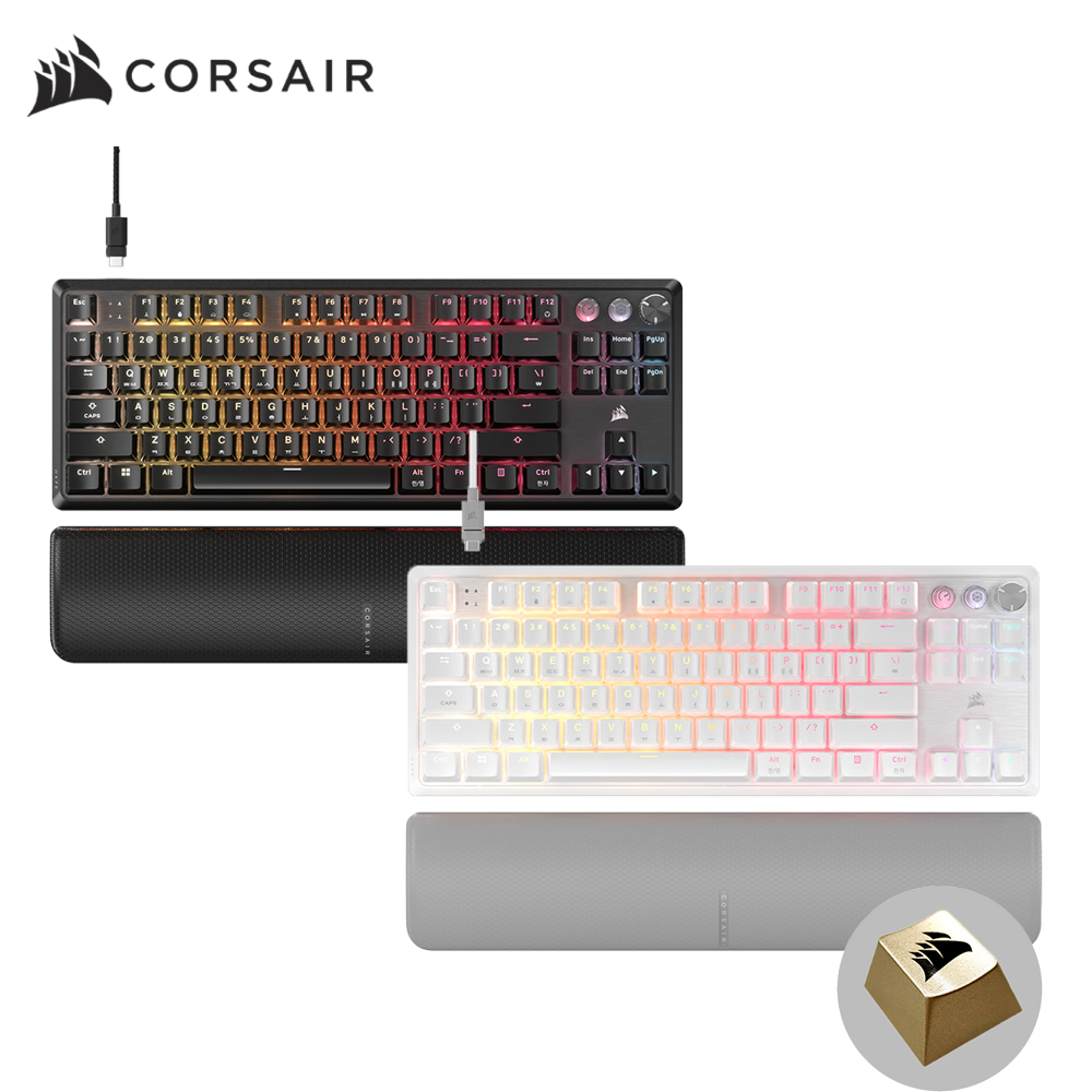 커세어 K70 RGB 자석축 텐키리스 래피드트리거 게이밍 기계식 키보드 골드키캡 에디션 화이트 마그네틱축 - 상품 이미지
