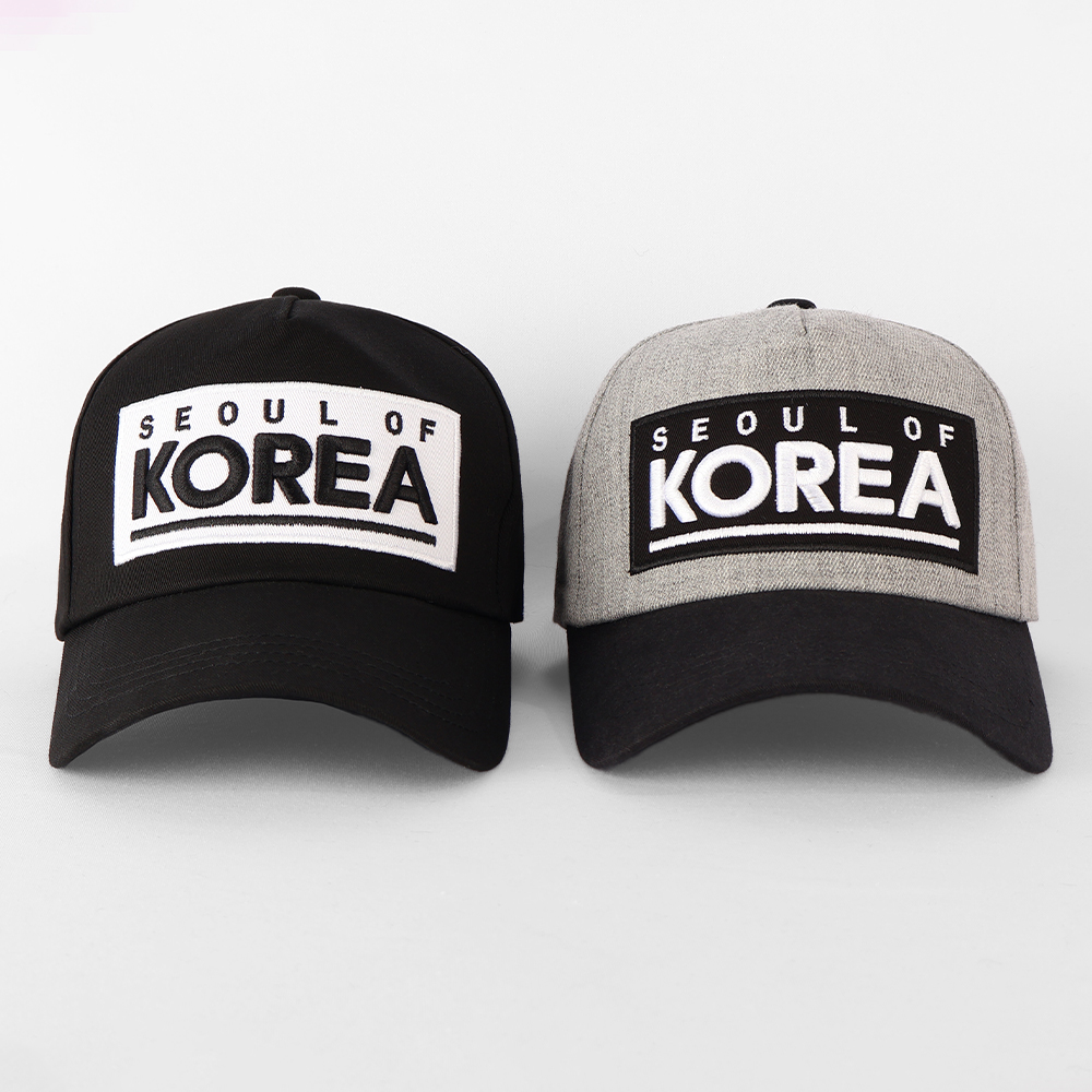 국내제작 SEOUL OF KOREA 레터링 코튼 볼캡 야구모자 배색 롱챙 캡 모자 이미지 8