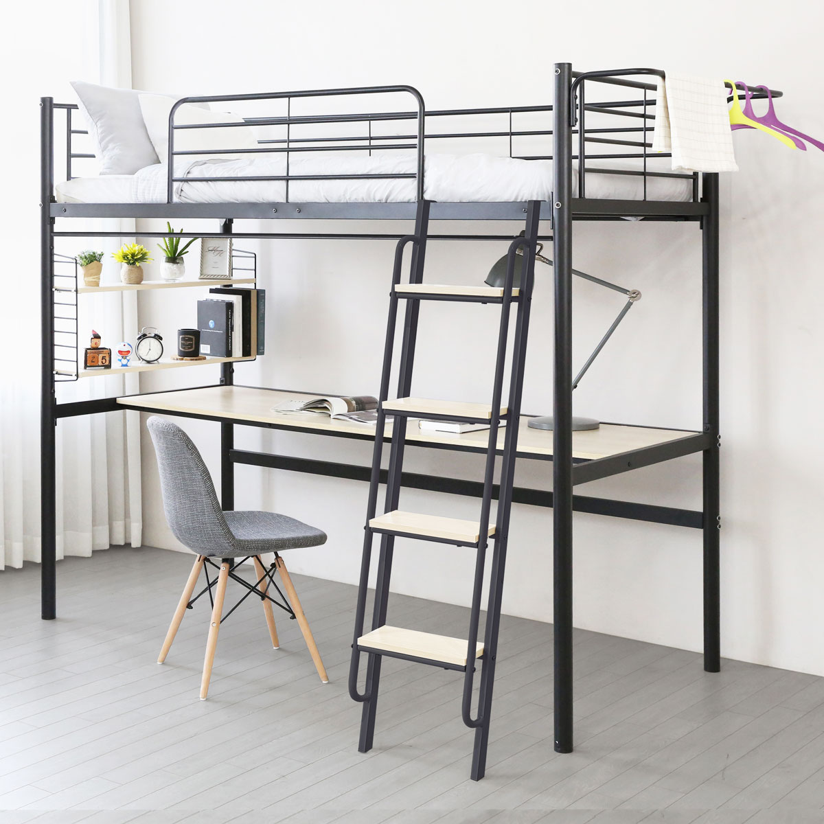[선물이벤트] 일루일루 코모드i 올인원 책상형 벙커침대 프레임 철제 선반 성인 학생 2층