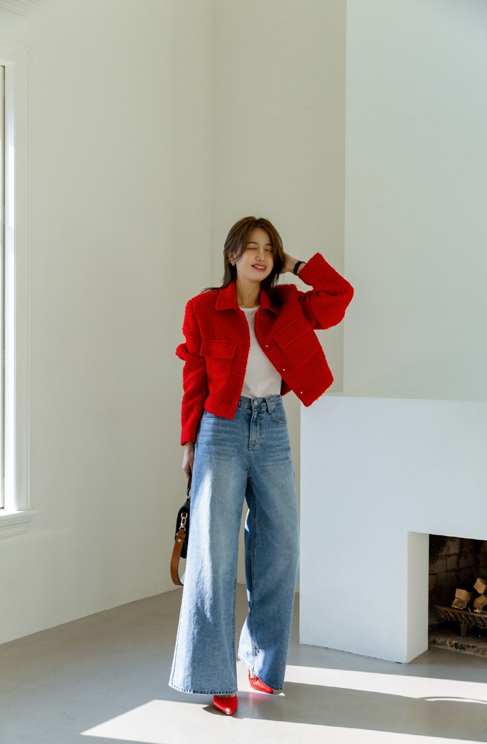 여성와이드청바지 연청바지 봄 여자 뒷밴딩 빅사이즈 데님 팬츠 - 상세 이미지 3