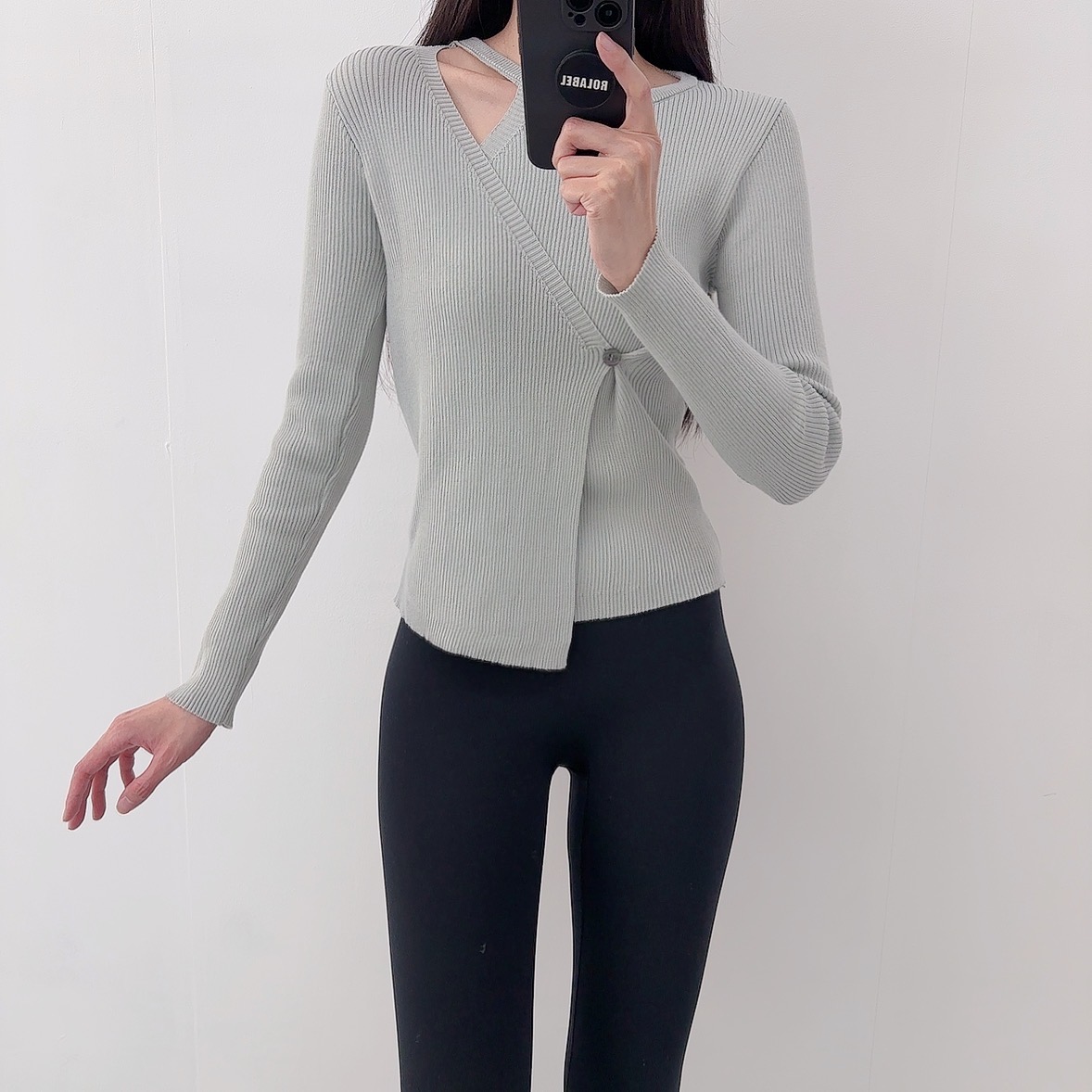 로라벨 포밍 필라테스복 여성 요가복 필라테스 요가 상의 티셔츠 운동복 커버업 랩 긴팔 - 상세 이미지 5