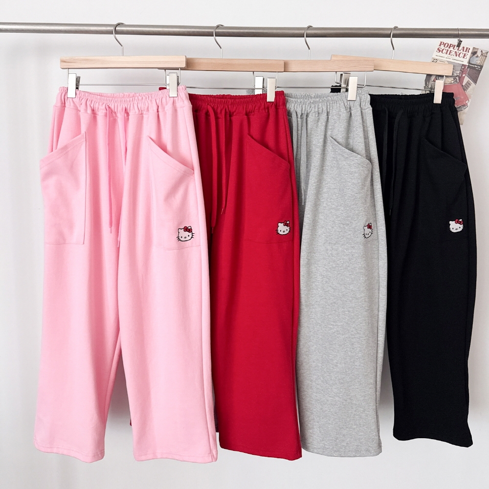 배기팬츠 세미 와이드팬츠 통바지 키작녀바지 여성 밴딩 바지 - 상품 이미지