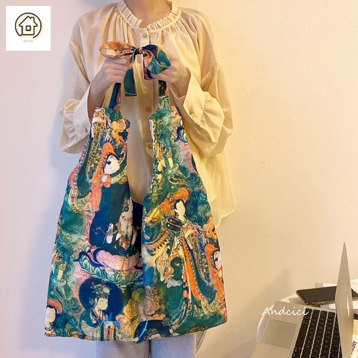 토트백 숄더백 캔버스 대학생 여성 데일리 빈티지 캔버스 에코백 크로스백 가방 보부상 대용량 - 상세 이미지 3