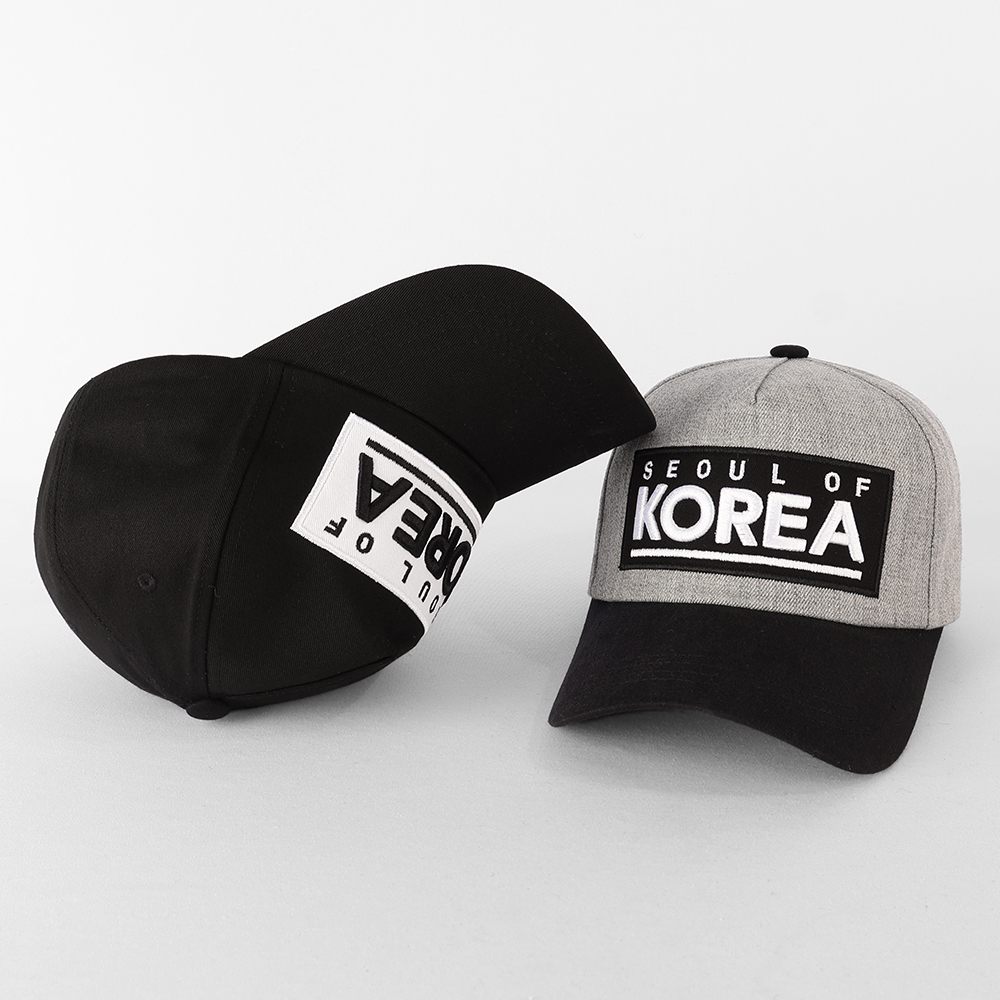 국내제작 SEOUL OF KOREA 레터링 코튼 볼캡 야구모자 배색 롱챙 캡 모자 이미지 6