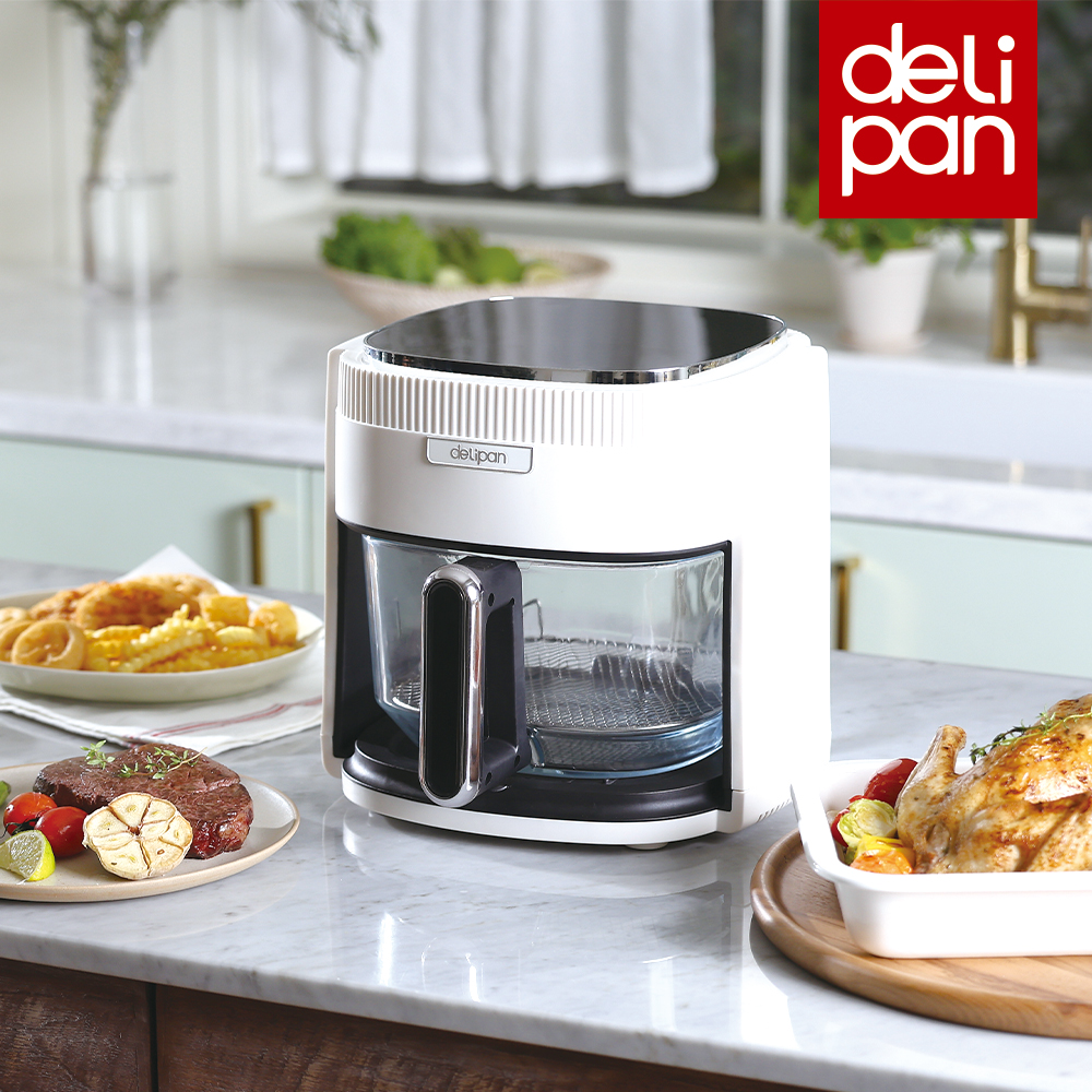 [25년 신제품] 델리팬 글라스팟 에어프라이어 4.5리터 DEL-DA5 저소음 투명바스켓