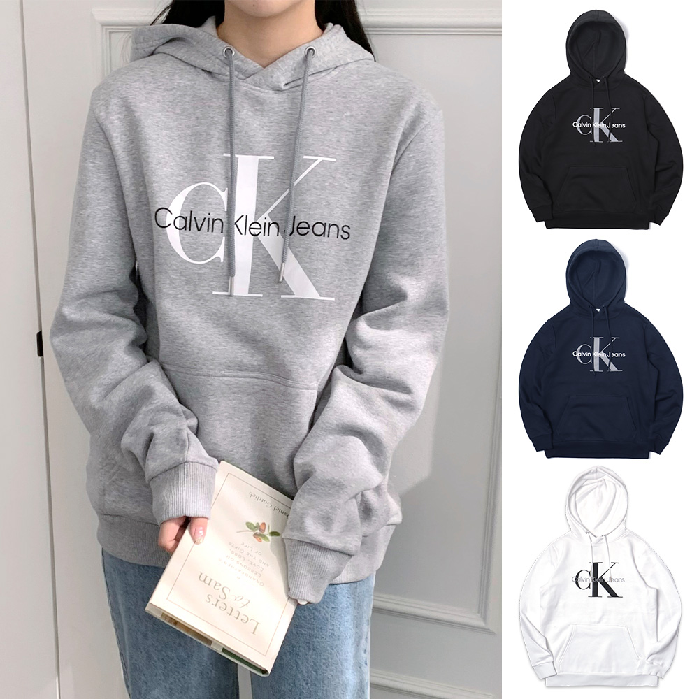 캘빈클라인 남여공용 CK 로고 후드 티셔츠