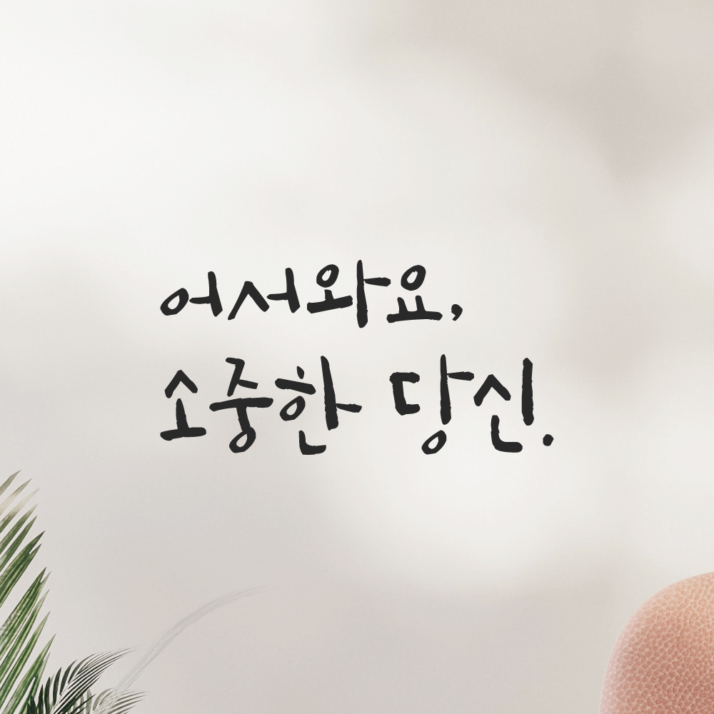 캘리그라피 레터링 스티커 어서와요 소중한 당신 검정S - 상품 이미지