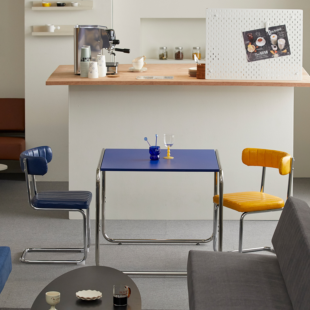 16피스 PSC 카페 업소용 미드센츄리 세스카 식탁 의자 퀼팅 철제 라운지 커피숍