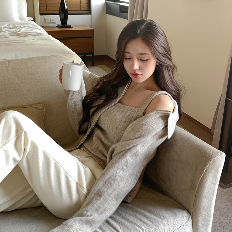 소브닝 골지 슬리브리스 투웨이 카라 집업 세트 st2752 - 상세 이미지 5