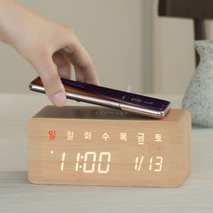 플라이토 우드 무선충전 데이트 LED 알람 탁상시계 디지털 전자 인테리어... 솔직 후기 | 실제 배치 사진 포함 - 상품 이미지 1