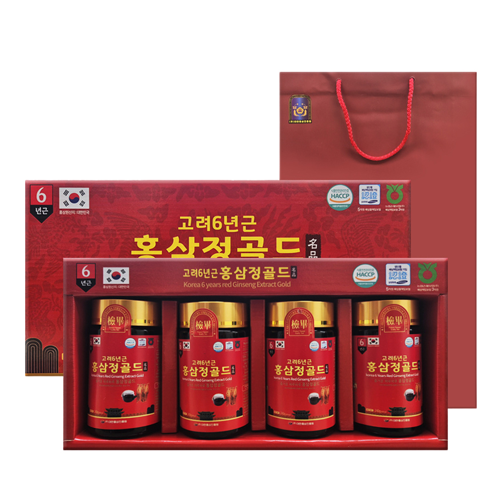 6년근 고려 홍삼정 골드 4병 1박스 떠먹는 홍삼 부모님 어르신 설 추석 명절 선물세트 - 상세 이미지 2
