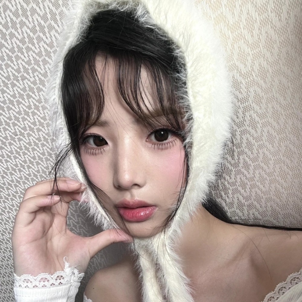 앙고라 뜨개 두건 헤어커치프 겨울 니트 헤어스카프 귀여운 머리 커치프