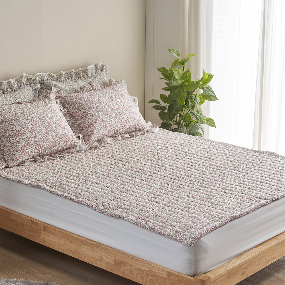 거실면패드 면카페트 국산 누빔 대형 바닥 매트 꽃무늬 카펫트 몽슈슈 핑크 SS