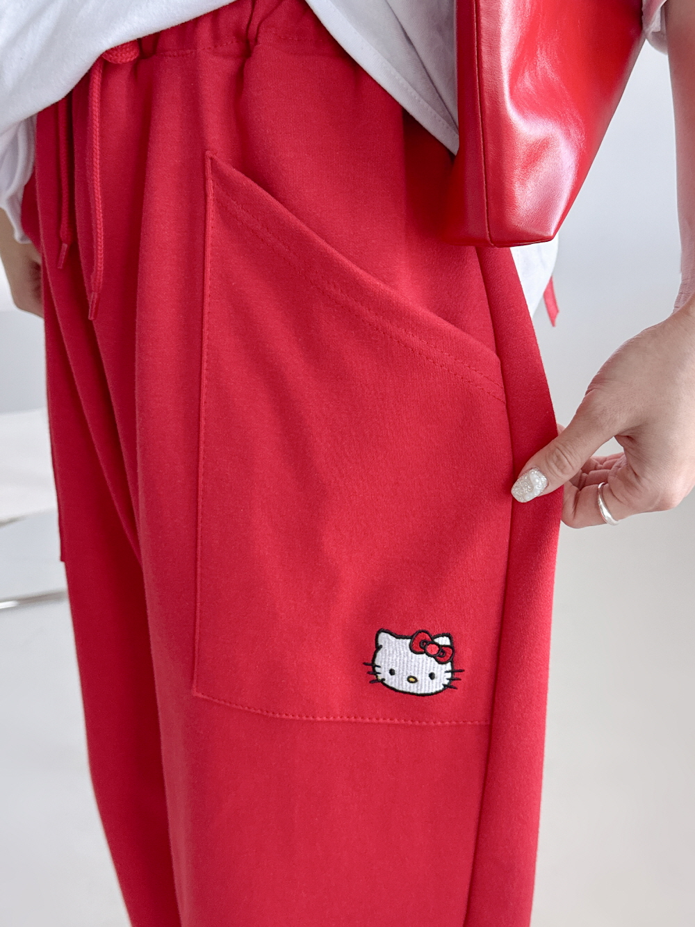 배기팬츠 세미 와이드팬츠 통바지 키작녀바지 여성 밴딩 바지 - 상세 이미지 4