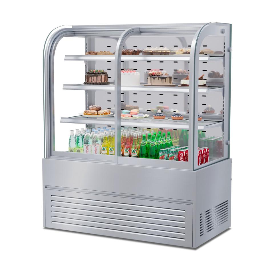 카페 쇼케이스냉장고 곡사각 앞문형 4단 900 케이크 제과쇼케이스