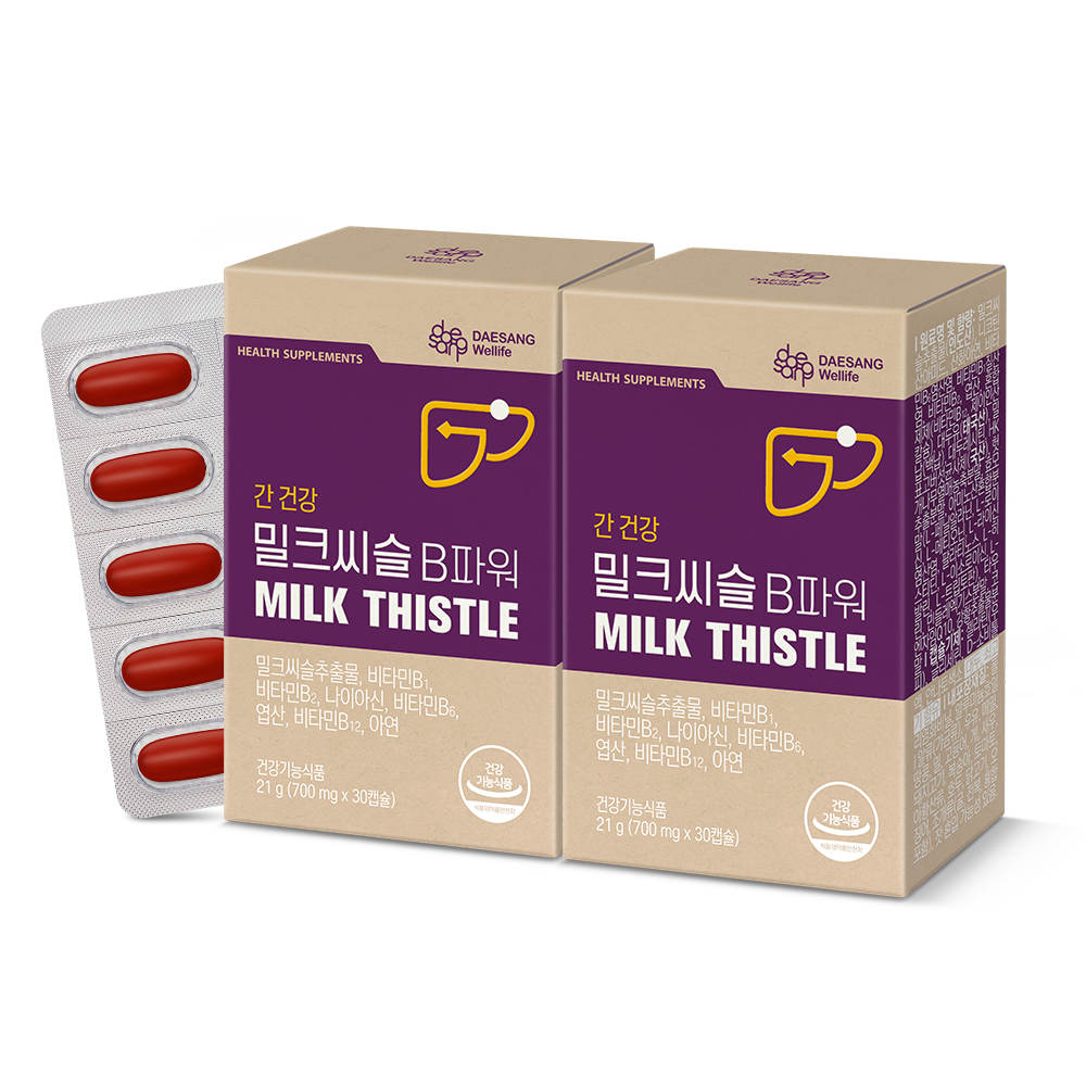 웰라이프 밀크씨슬 B파워 (700mg) 실리마린 간건강 영양보충용제품 30캡슐, 2개 - 상품 이미지