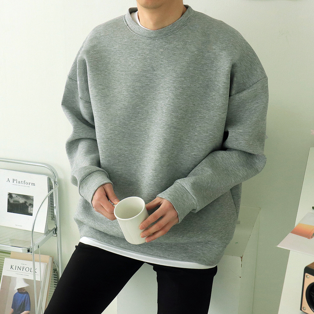 남자오버핏맨투맨 구김없는 네오프렌 커플맨투맨 남자후드티