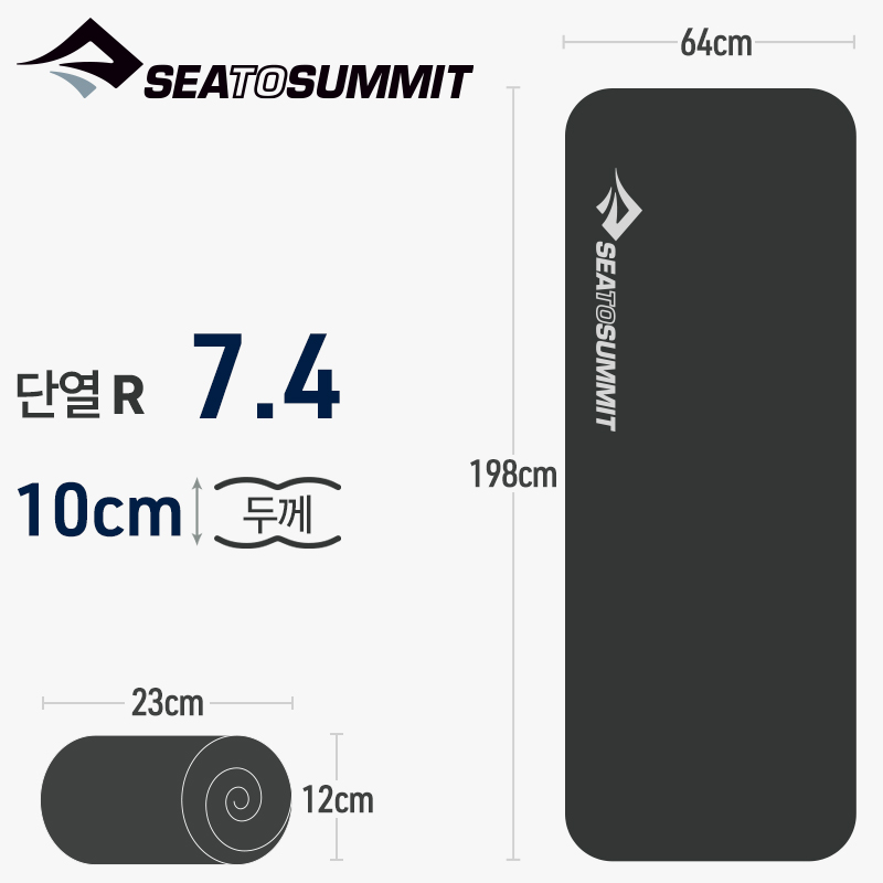 씨투써밋 에테르 라이트 XR 프로 인슐레이티드 매트 사각형 LG, 10cm, 블랙