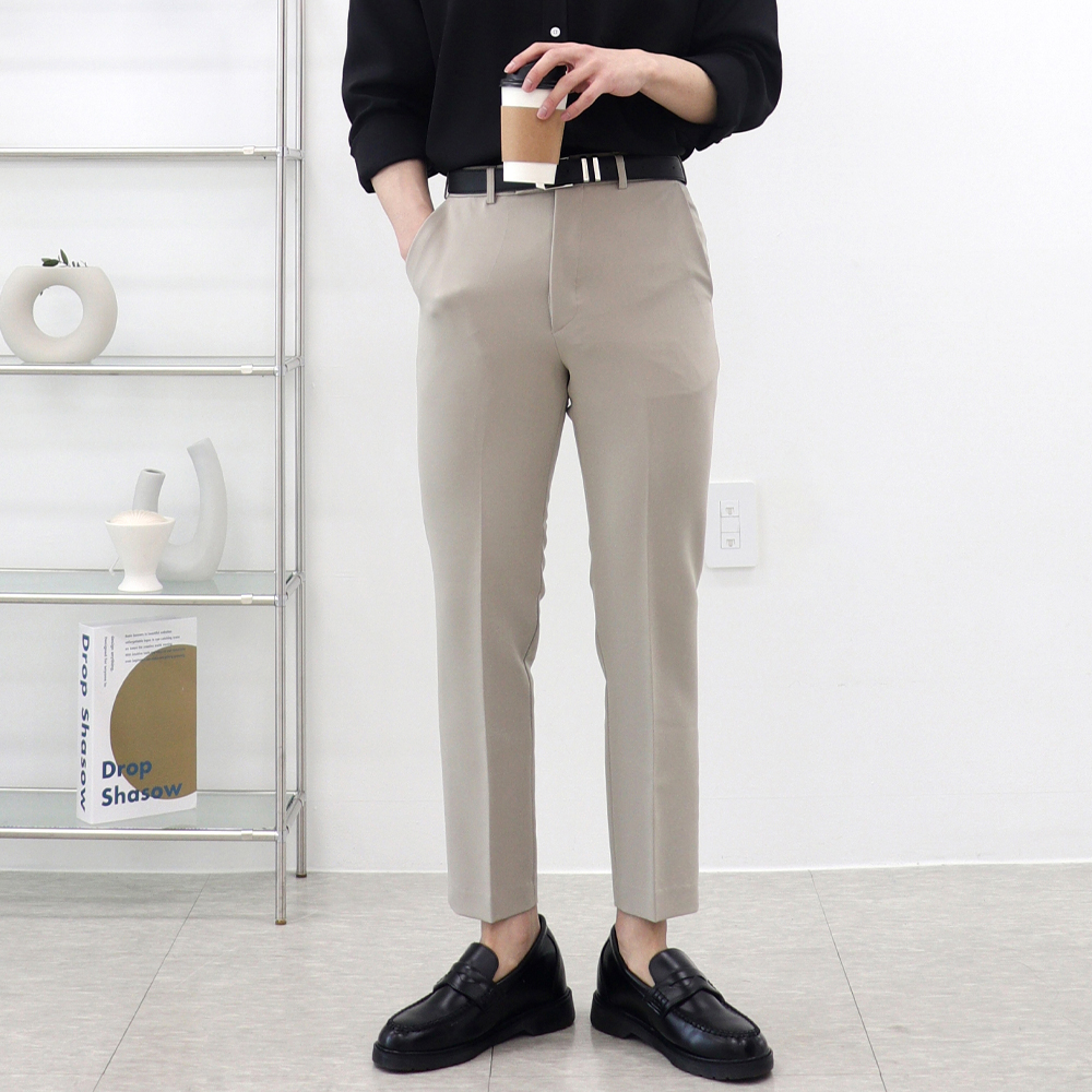 남자9부슬랙스 남성슬림핏슬랙스 남자베이지바지 - 상품 이미지
