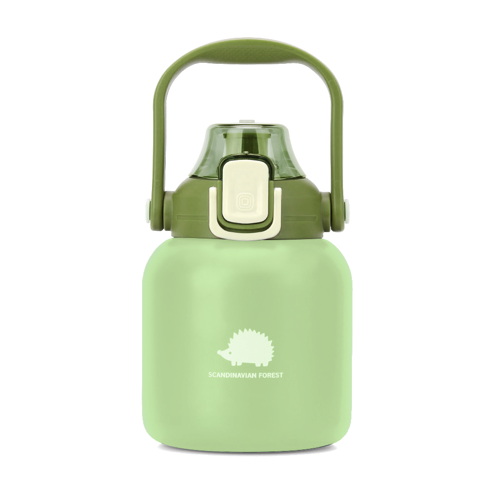 스칸디나비안 포레스트 빅핸드 손잡이 텀블러 빨대포함 800ml, 옐로우그린 - 상품 이미지