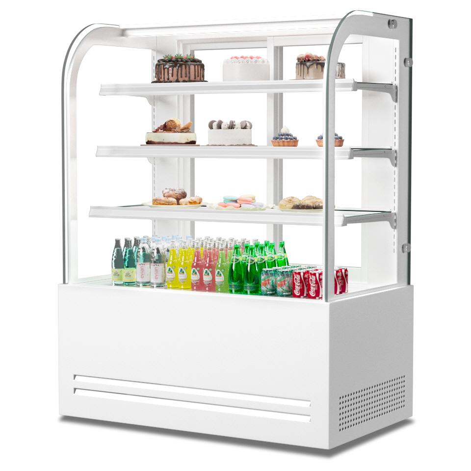제과용 쇼케이스냉장고 뒷문 곡선 4단 900 디저트카페쇼케이스