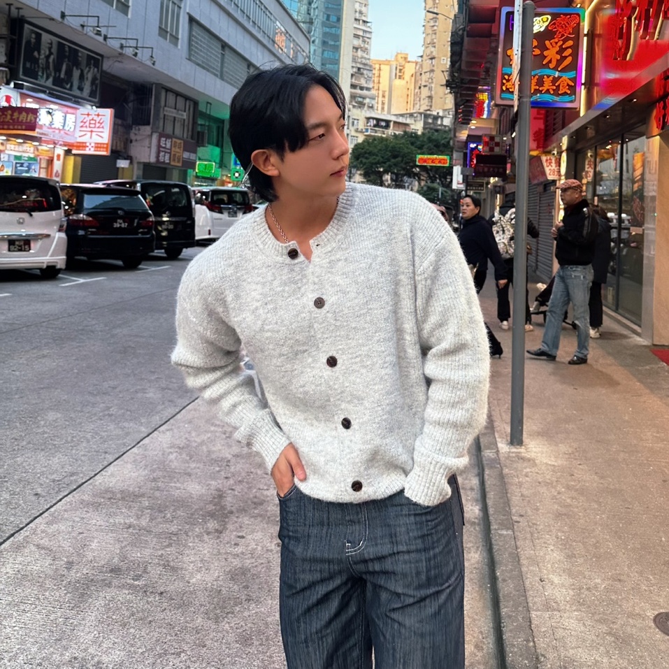 남자라운드가디건 모헤어가디건 - 상품 이미지