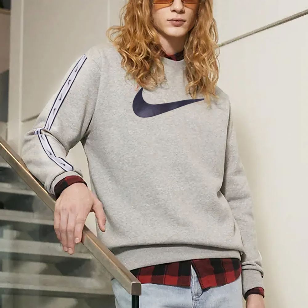 나이키 오버핏 스우시 기모 맨투맨 긴팔티셔츠 트레이닝복 DX2029그레이, 100