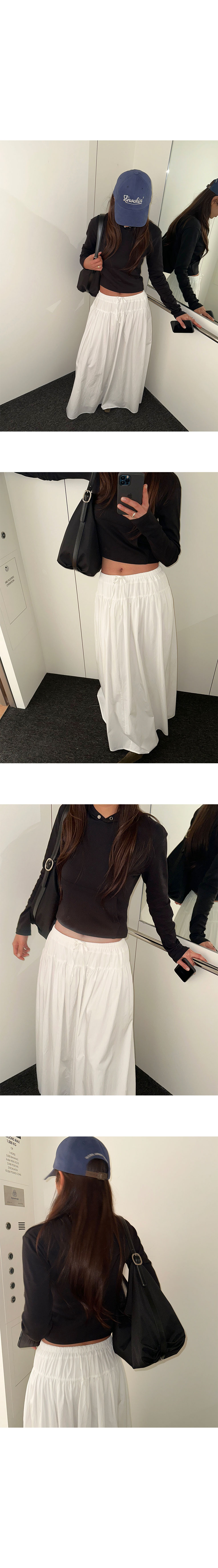 당일 / 108Pound 108파운드 맥시 코튼 셔링 스커트 밴딩 롱 1color 상세 이미지 7