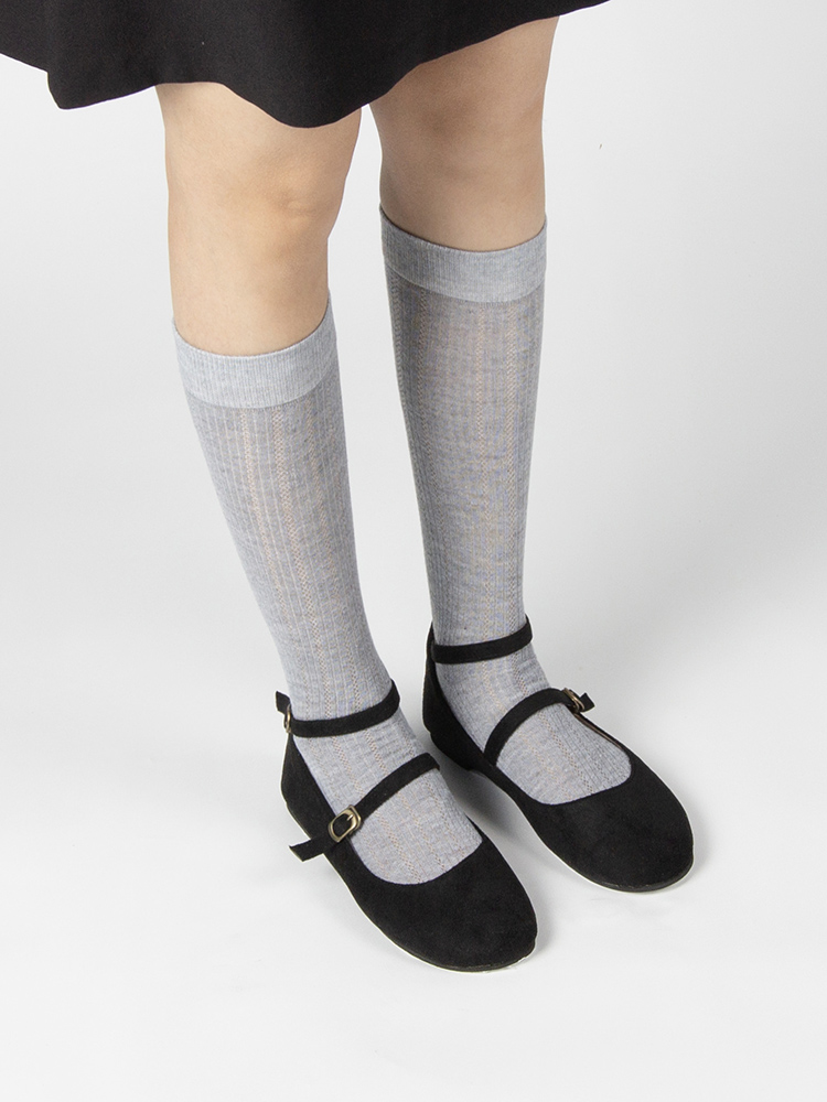 시스루 패턴 골지 긴 스타킹 양말
