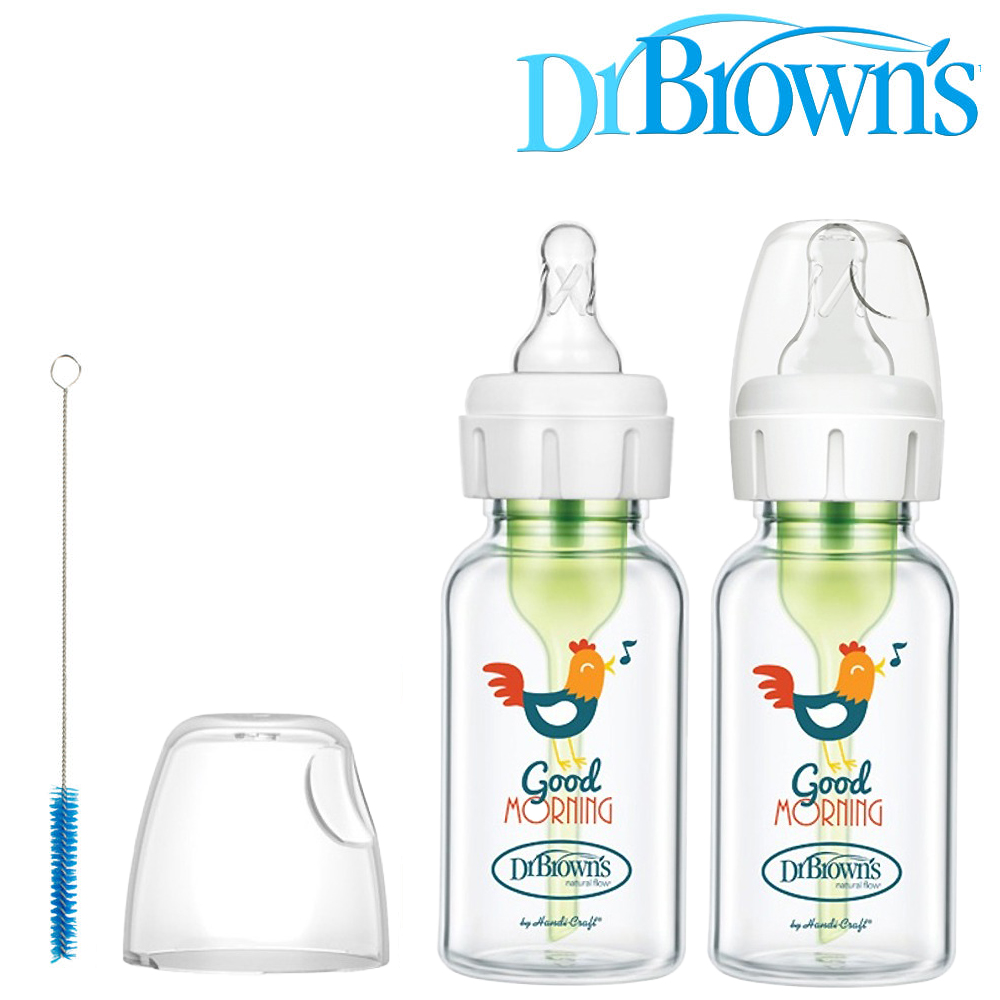 forBaby 닥터브라운 / 유리데코 젖병 내로우넥 120ml 트윈팩, 1단계 쪽지 포함