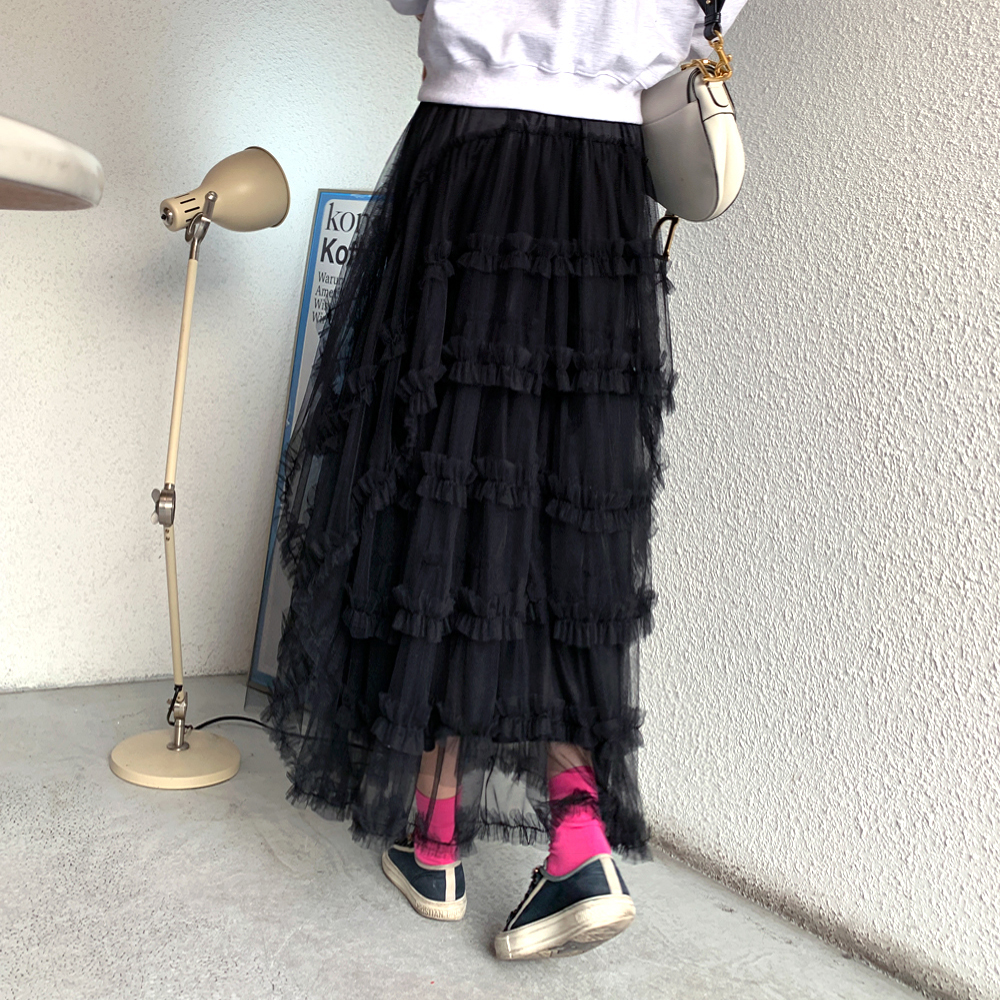 무니 레이스 프릴 캉캉 스커트