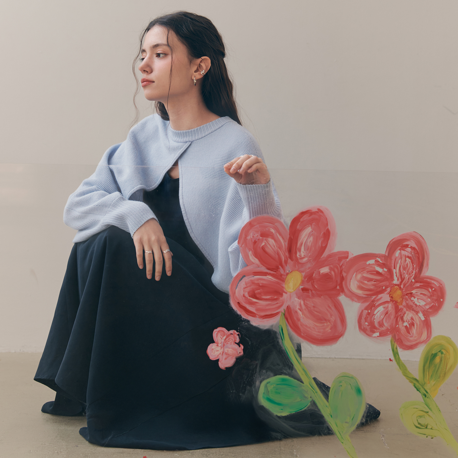 [제로스트릿][2컬러] 퍼지 플레어 원피스 FUZZY FLARE ONEPIECE - 상세 이미지 3