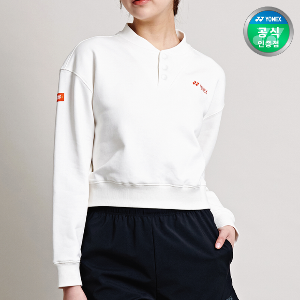 요넥스 245TL006F 테니스 의류 화이트 크롭 맨투맨 여성용 24SS - 상품 이미지