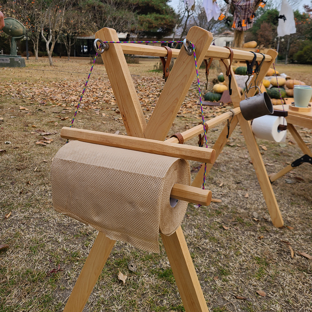 캠핑 키친타올걸이 32cm 우드 휴지걸이 롤 화장지 두루마리