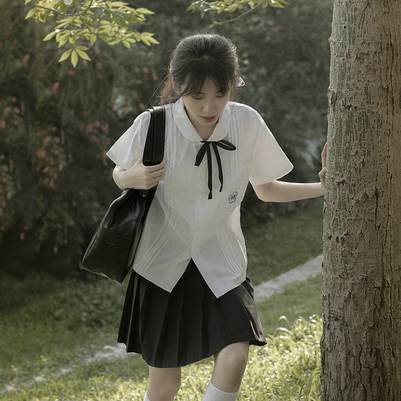 대만 교복 코스프레 의상 졸업사진 컨셉 코스튬 상견니 남학생 반팔+검은색 넥타이 XS - 상세 이미지 2