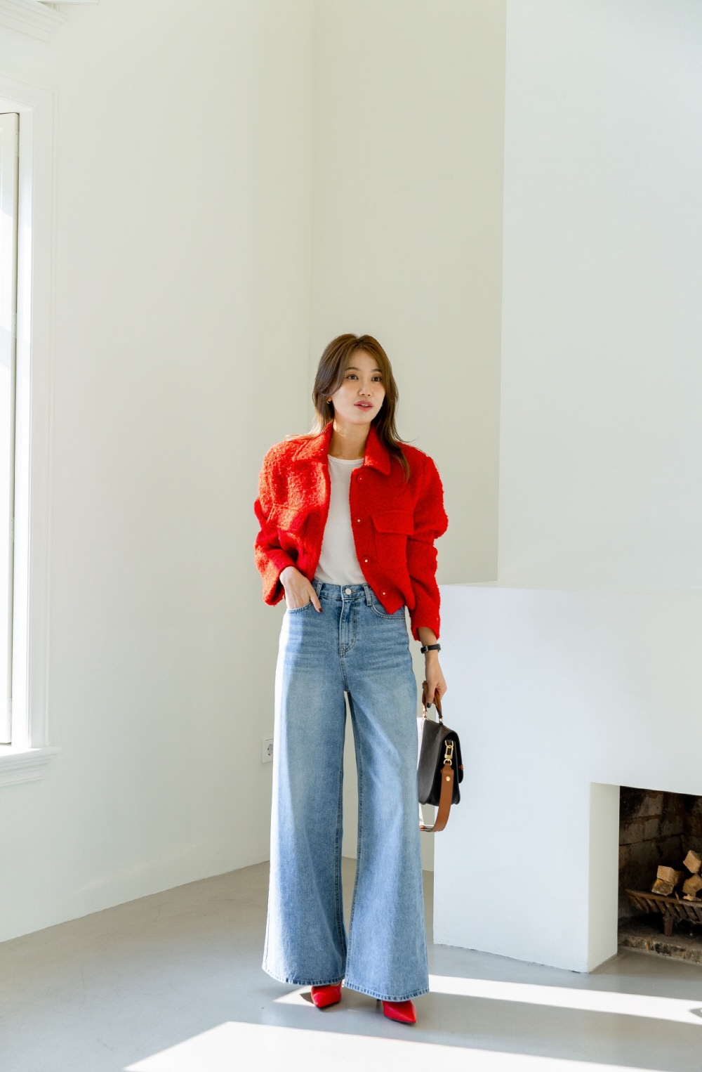 여성와이드청바지 연청바지 봄 여자 뒷밴딩 빅사이즈 데님 팬츠 - 상세 이미지 2