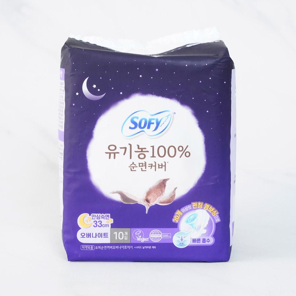 메가마트 쏘피 유기농 순면커버 안심숙면오버나이트 생리대 10p - 메인 이미지