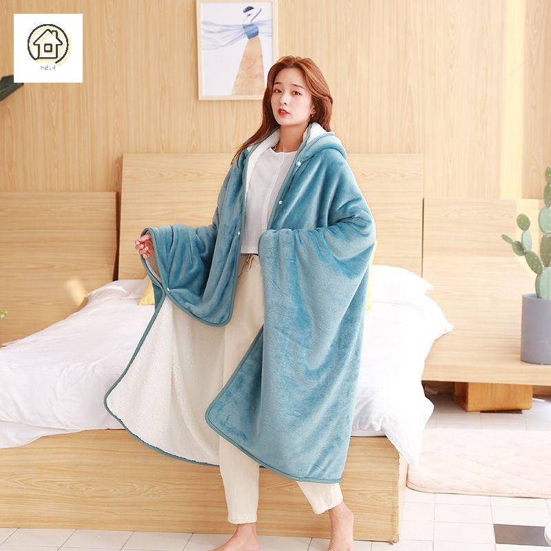 무릎 담요 후드 블랭킷 망토 이불 극세사 - 상품 이미지