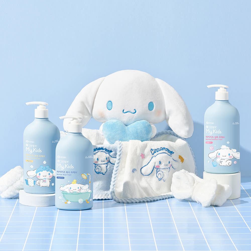 [1+1] 한정판 그린핑거 마이키즈 프레쉬 산리오 에디션(시나모롤) 워시+로션 500ml / 키즈워시 키즈샴푸 어린이용샴푸 : 그린핑거