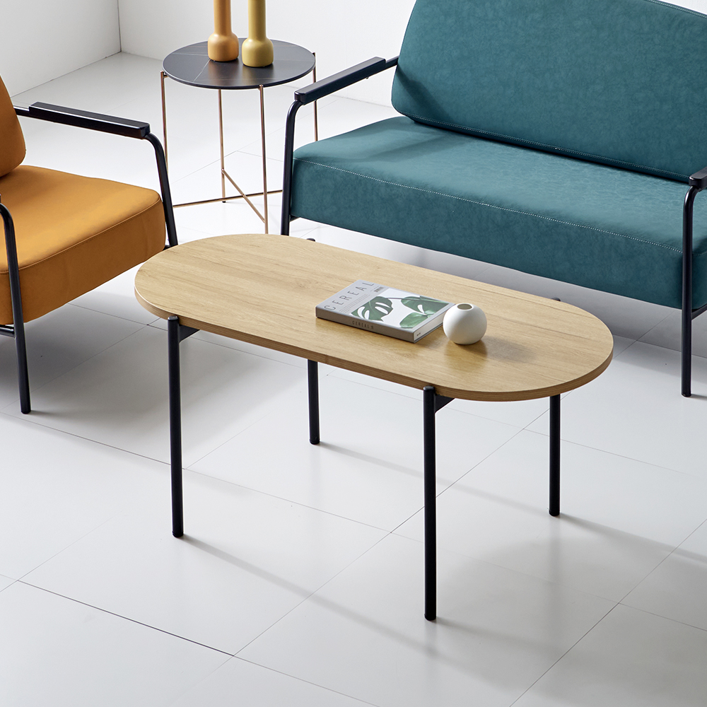 딜란 높은소파테이블 거실탁자 타원형 거실테이블 1200 내추럴