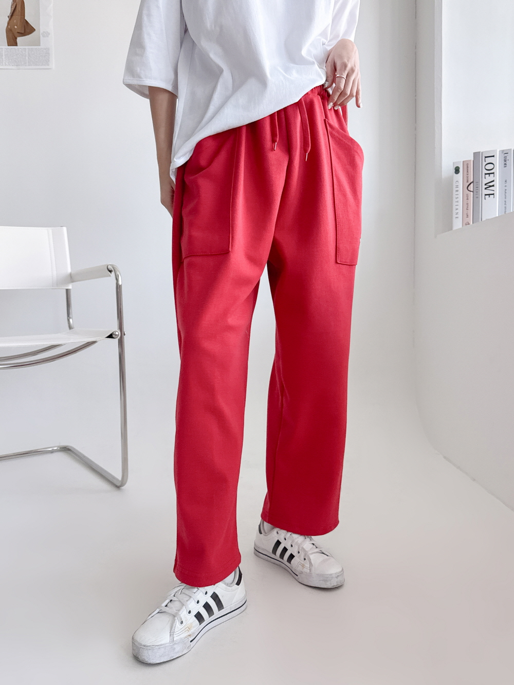 배기팬츠 세미 와이드팬츠 통바지 키작녀바지 여성 밴딩 바지 - 상세 이미지 3