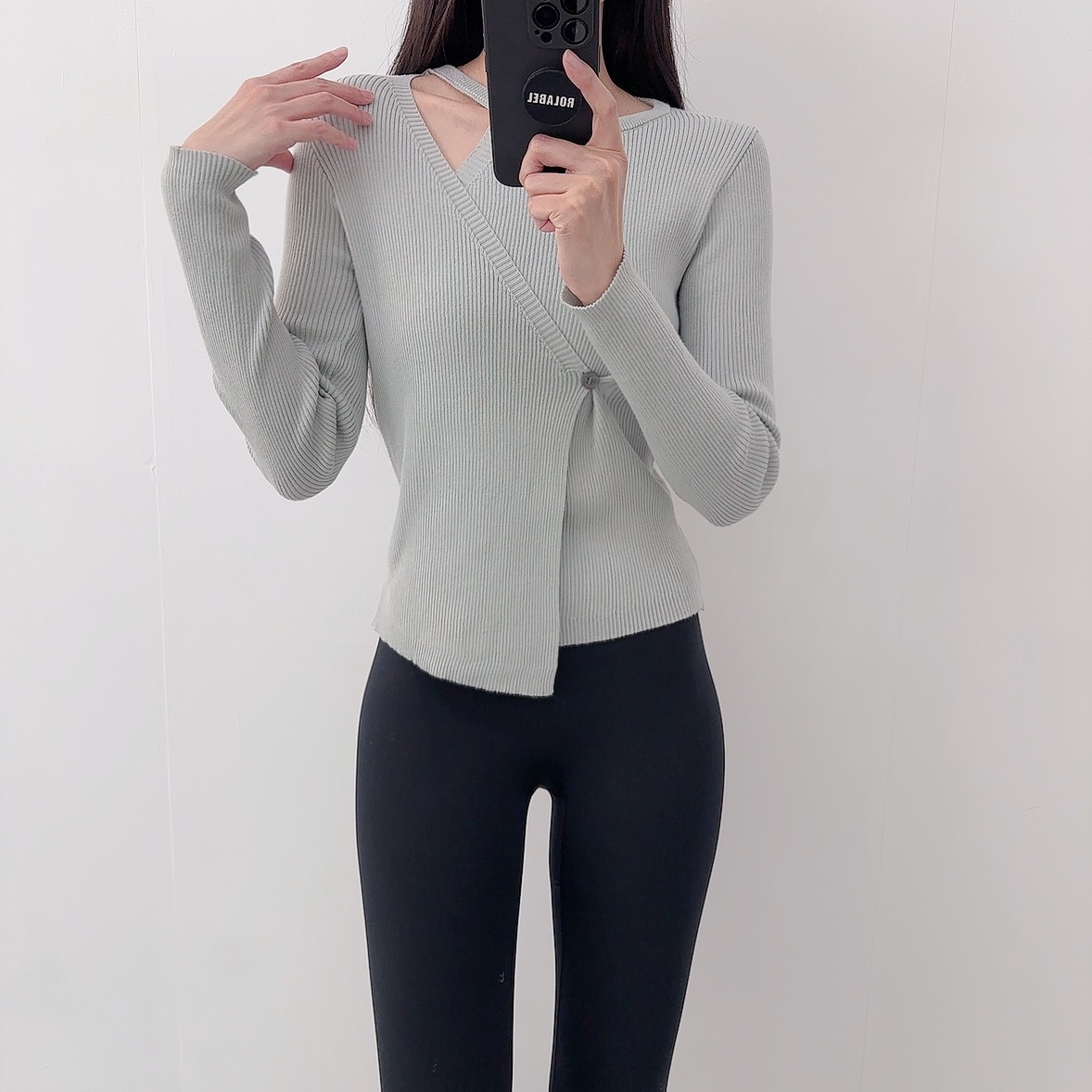 로라벨 포밍 필라테스복 여성 요가복 필라테스 요가 상의 티셔츠 운동복 커버업 랩 긴팔 - 상세 이미지 4