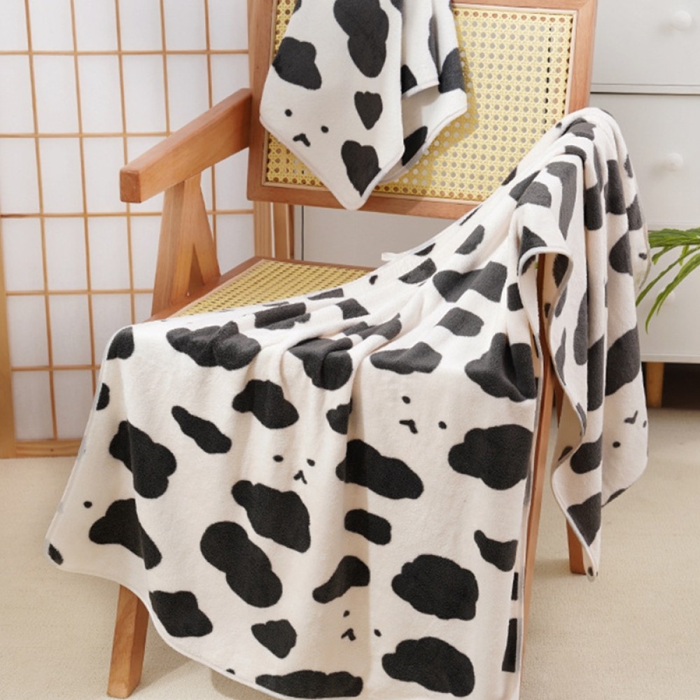 70x140cm 댕댕이 젖소 패턴 타월 귀여운 강아지 비치타올 대형 수건 여행 타올