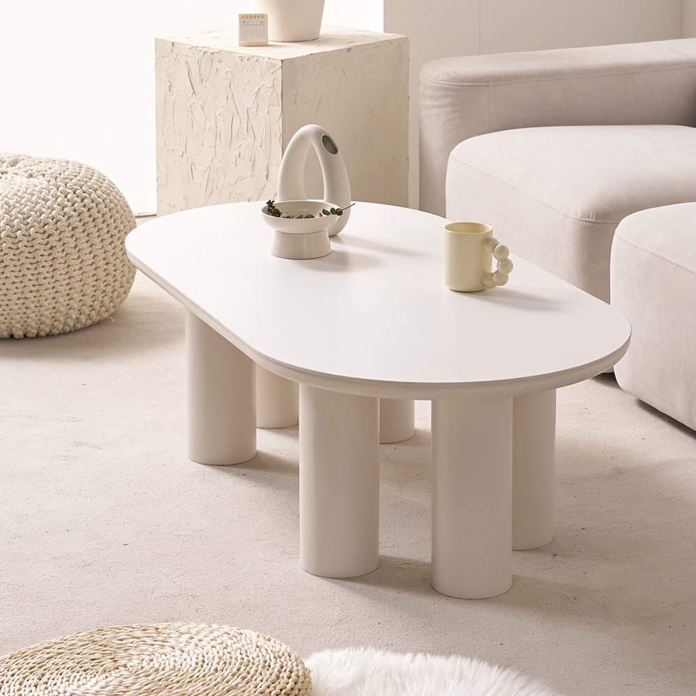 거실 소파테이블 밀크 세라믹 좌식테이블 양타원 트리플