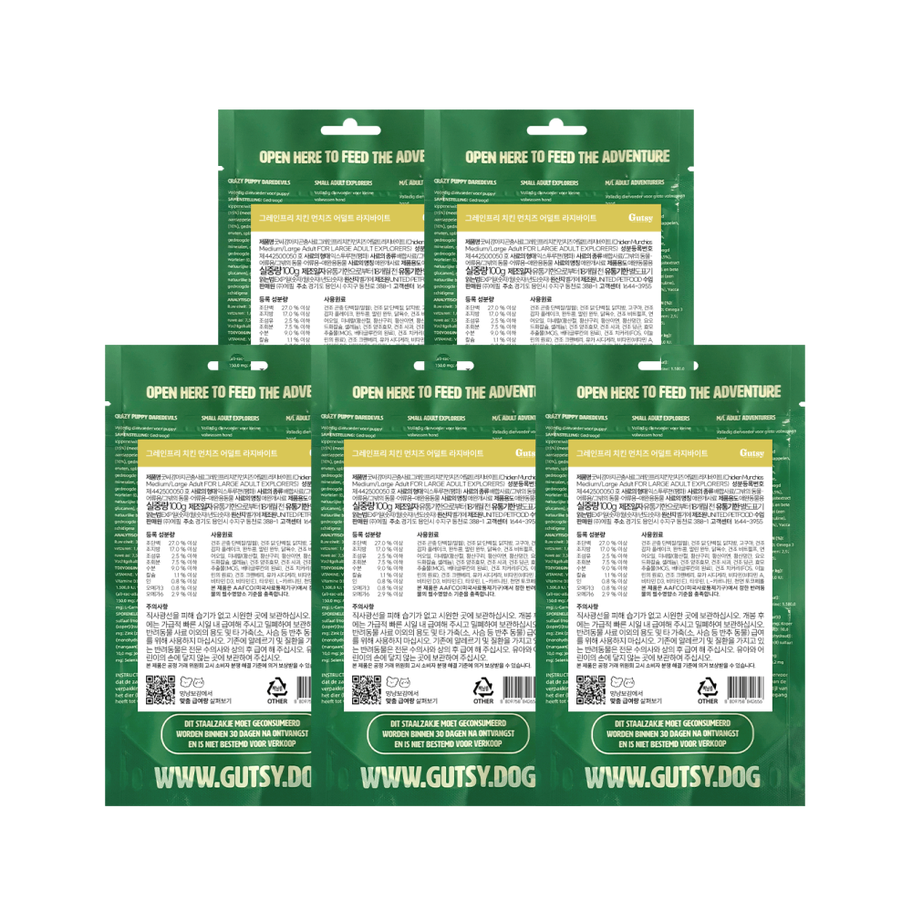 굿씨 라지 그레인프리 치킨 먼치즈 중형견 대형견사료 어덜트, 100g, 5개