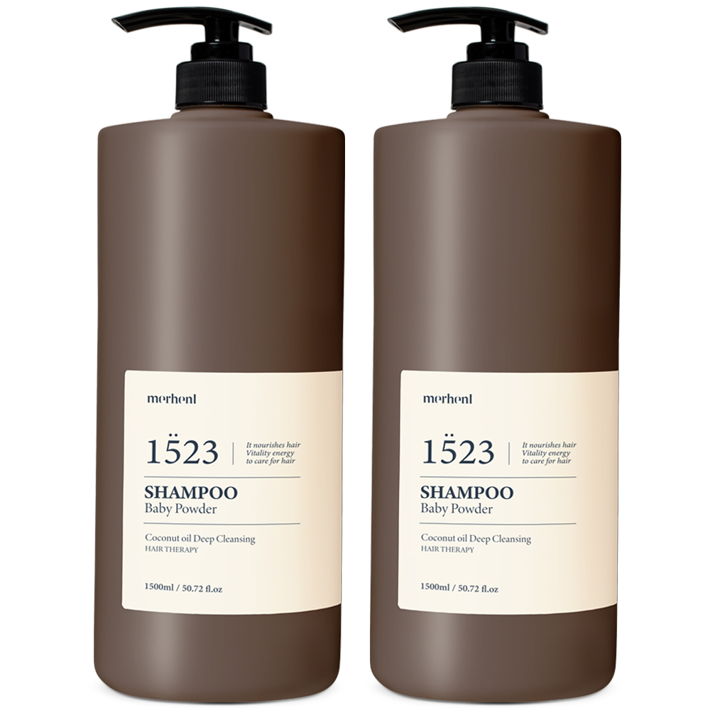1+1 메르헨트 코코넛오일 딥클렌징 대용량 샴푸 베이비파우더향 1.5L 두피 약산성 퍼퓸
